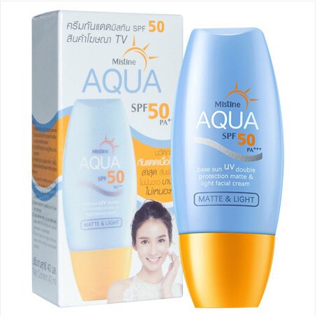 Mistine aqua base sun UV SPF 50 40ml กันแดดสำหรับใบหน้า