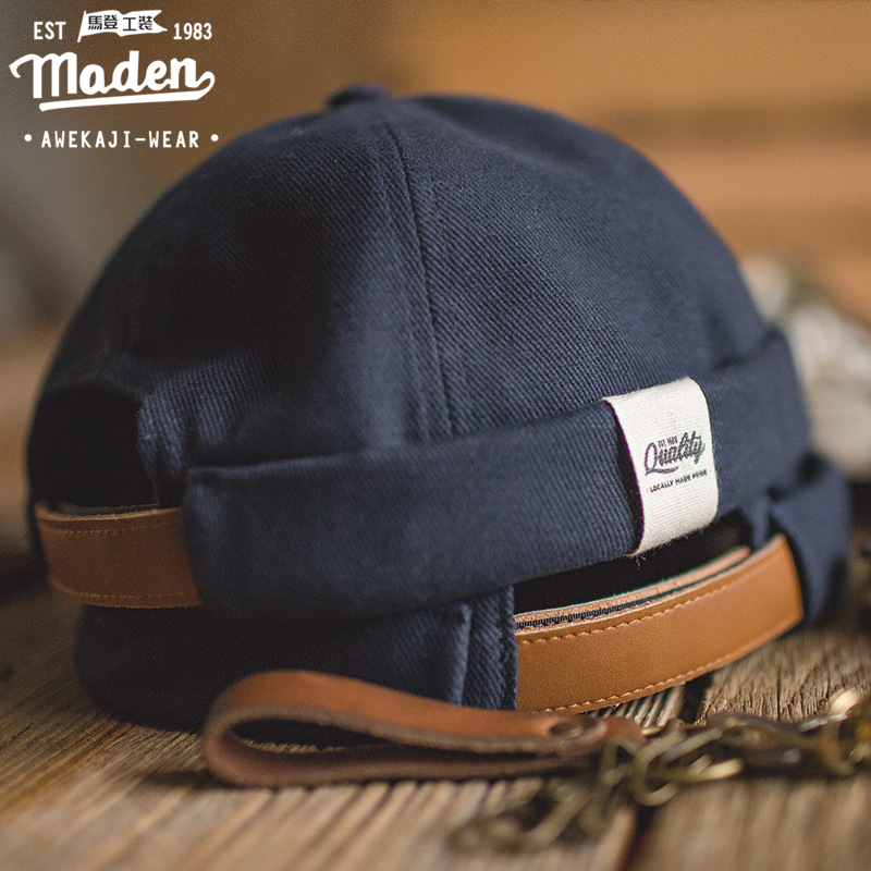 American workwear retro casual borderless melon skin landlord hat brimless sailor hat
