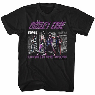 T-shirt  เสื้อยืด ลาย Motley Crue On The Show สีดํา สําหรับผู้ใหญ่S-5XL