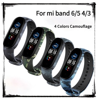 สายนาฬิกาข้อมือซิลิโคน แบบนิ่ม ลายพราง สําหรับ Mi Band 7 Xiaomi Mi Band 6 5 Mi Band 4 Mi Band 3