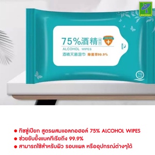 Mastersat ทิชชู่เปียก ผ้าเปียก สูตรผสมแอลกอฮอล์ 75% Alcohol Wipes