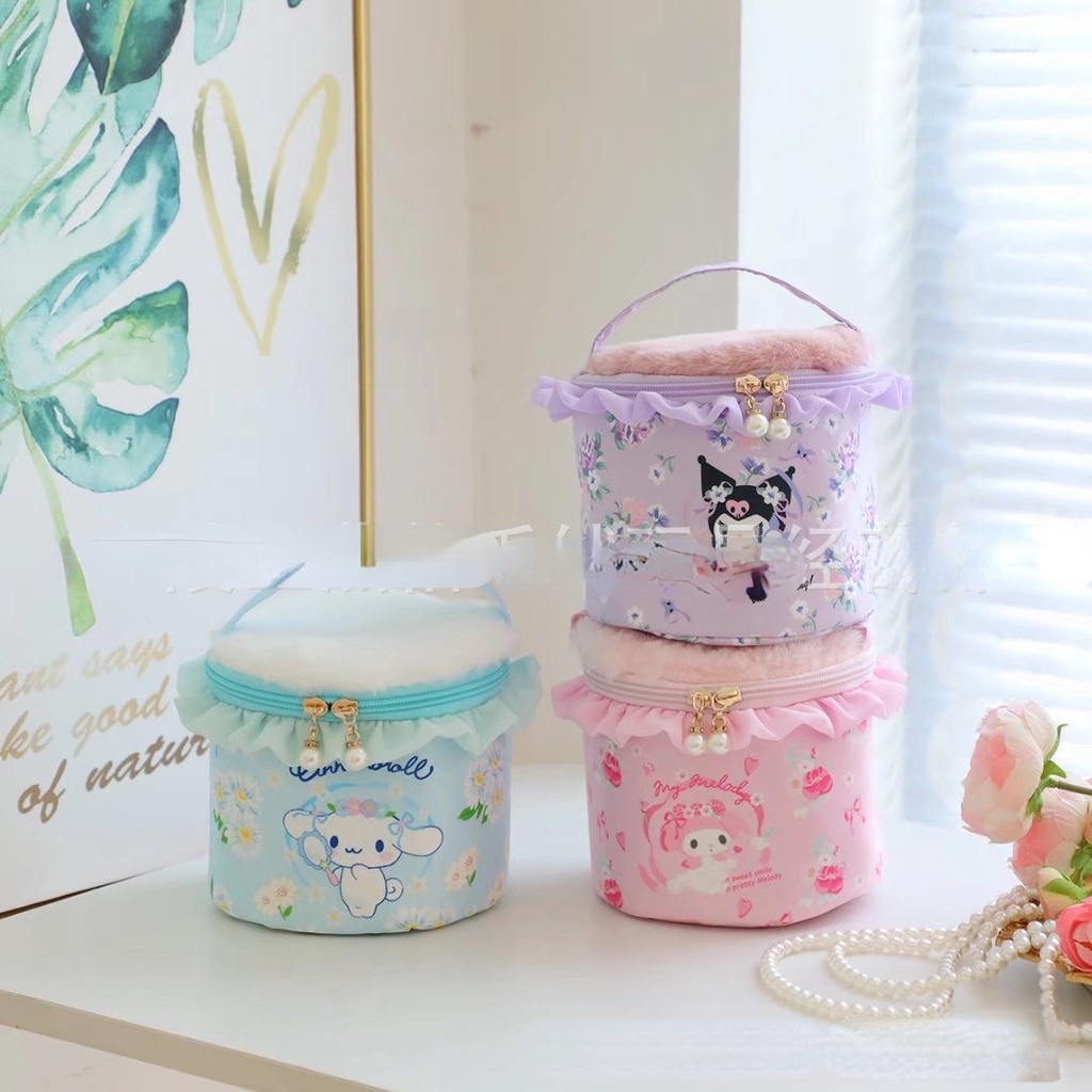 Kuromi Cinnamon Dog Melody KT กล่องเก็บเครื่องสําอาง ขนาดใหญ่ จุของได้เยอะ แบบพกพา ลายการ์ตูน Melody