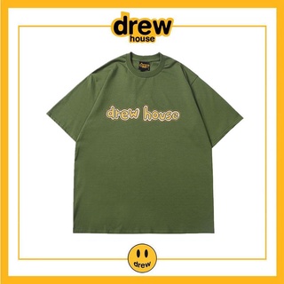 [S-5XL]เสื้อยืดแขนสั้น ผ้าฝ้าย ทรงหลวม พิมพ์ลายตัวอักษร Drew House หน้ายิ้ม แฟชั่นฤดูร้อน สําหรับผู้หญิง