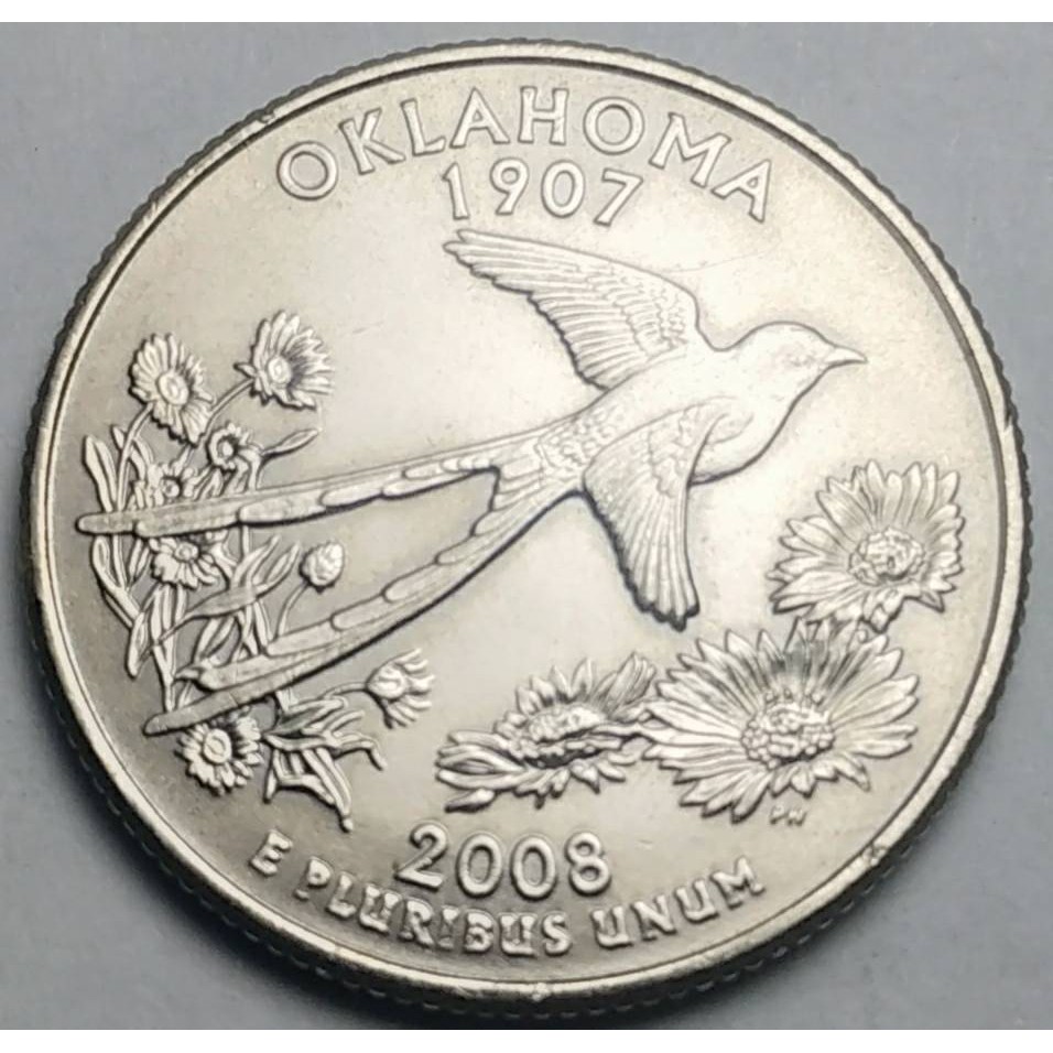 สหรัฐอเมริกา (USA), ปี 2008, 25 Cents รัฐโอคลาโฮมา (Oklahoma), ชุด 50 รัฐของอเมริกา