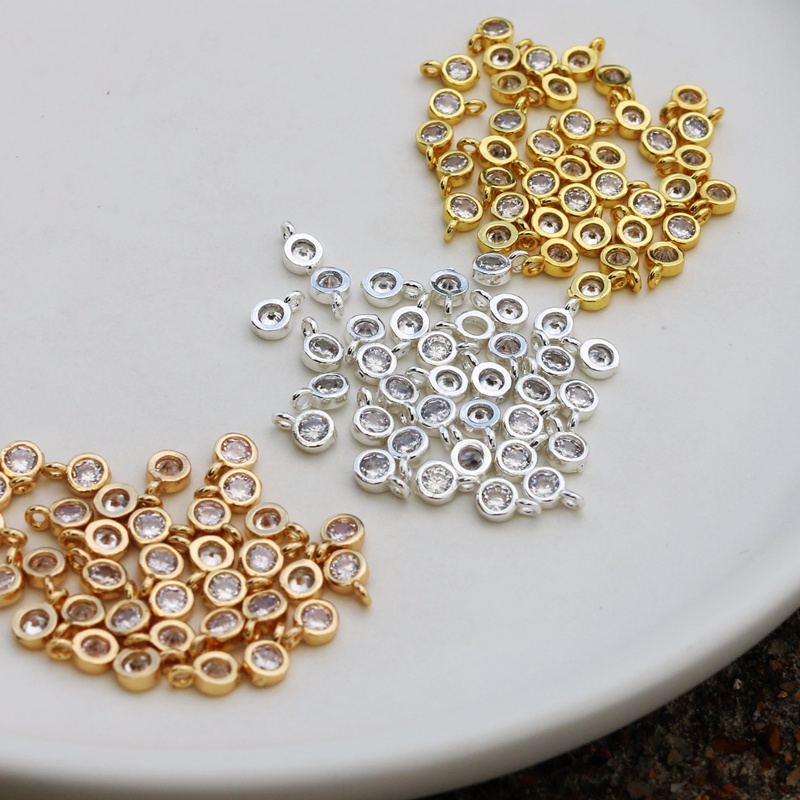 Pendent 14k ทองแดงชุบสีทองอุปกรณ์เสริมการเก็บรักษาห่อเพทาย 4 มม