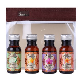 Satira Thai Flower Massage Oil Mini Set มาสสาจออยส์ มินิเซ็ท ไทยฟลาวเวอร์   น้ำมันนวดขนาดพกพา หอมอบอวลด้วยกลิ่นดอกไม้ไทย