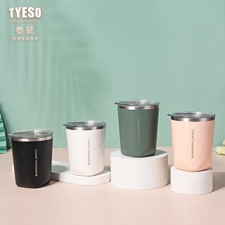 แก้วกาแฟ พร้อมฝาปิด ขนาด300ml แก้วชา ถ้วยกาแฟ tyeso mug cup สีพาสเทล เก็บอุณหภูมิได้นาน เก็บความเย็น-ร้อน