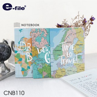 [ปกอ่อน CNB110] e-file สมุดโน๊ต กระดาษถนอมสายตา ปกอ่อน ลายรูปโลก A5 (มีเส้น)