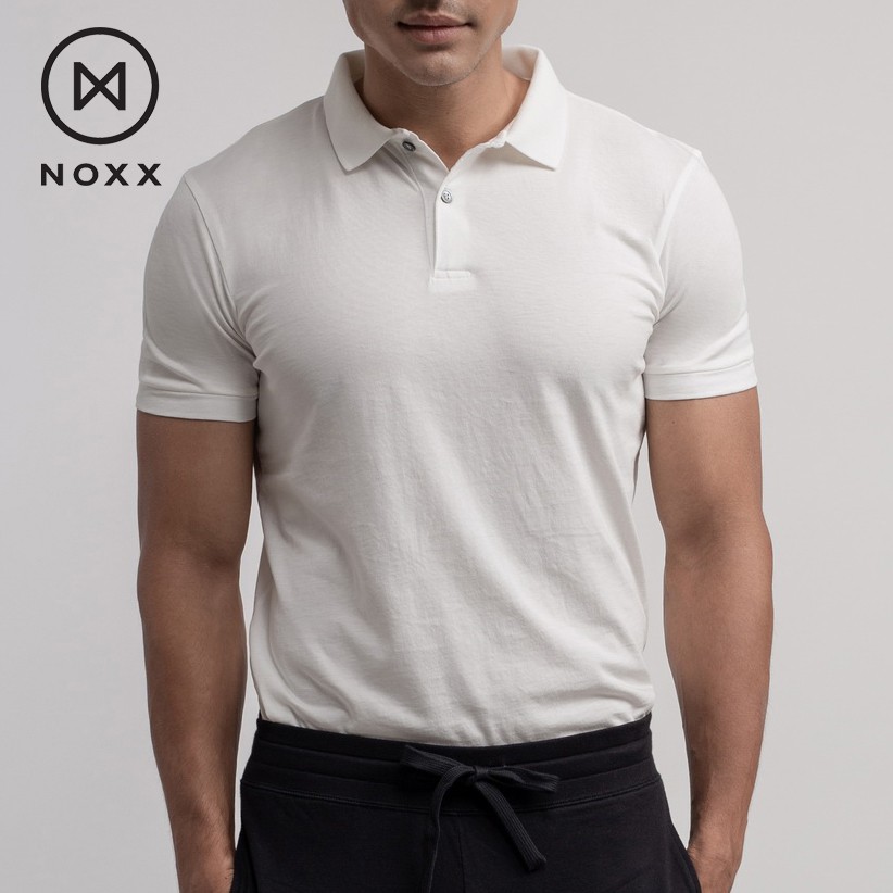 Noxx Polo T-shirt: เสื้อยืดโปโล ผ้าพรีเมี่ยม พีม่า คอตต้อน สีขาว White (Premium Pima Cotton)