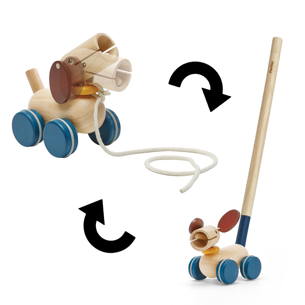 PlanToys ของเล่นไม้ แปลนทอยส์ ของเล่น ผลักเดิน ลากจูง หมาน้อย ของเล่นเสริมทักษะ PUSH AND PULL PUPPY (1y+)
