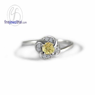 Finejewelthai-แหวนบุษราคัม-บุษราคัม-แหวนเพชรCZ-แหวนประจำเดือนเกิด-Yellow-Sapphire-Silver-Ring-Birthstone-R1287yl