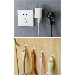 ตะขอ "เขากวาง-แขวนปลั๊ก" &amp; "แขวน-อเนกประสงค์" ติดผนังแบบใส ไม่ต้องเจาะ Plugs Holder