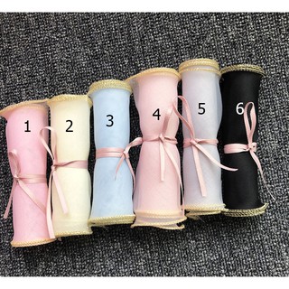 พร้อมส่ง ริบบิ้นผ้า ริบบิ้นผ้าซีทรู ขอบทอง  ขนาด กว้าง 11 ซม.