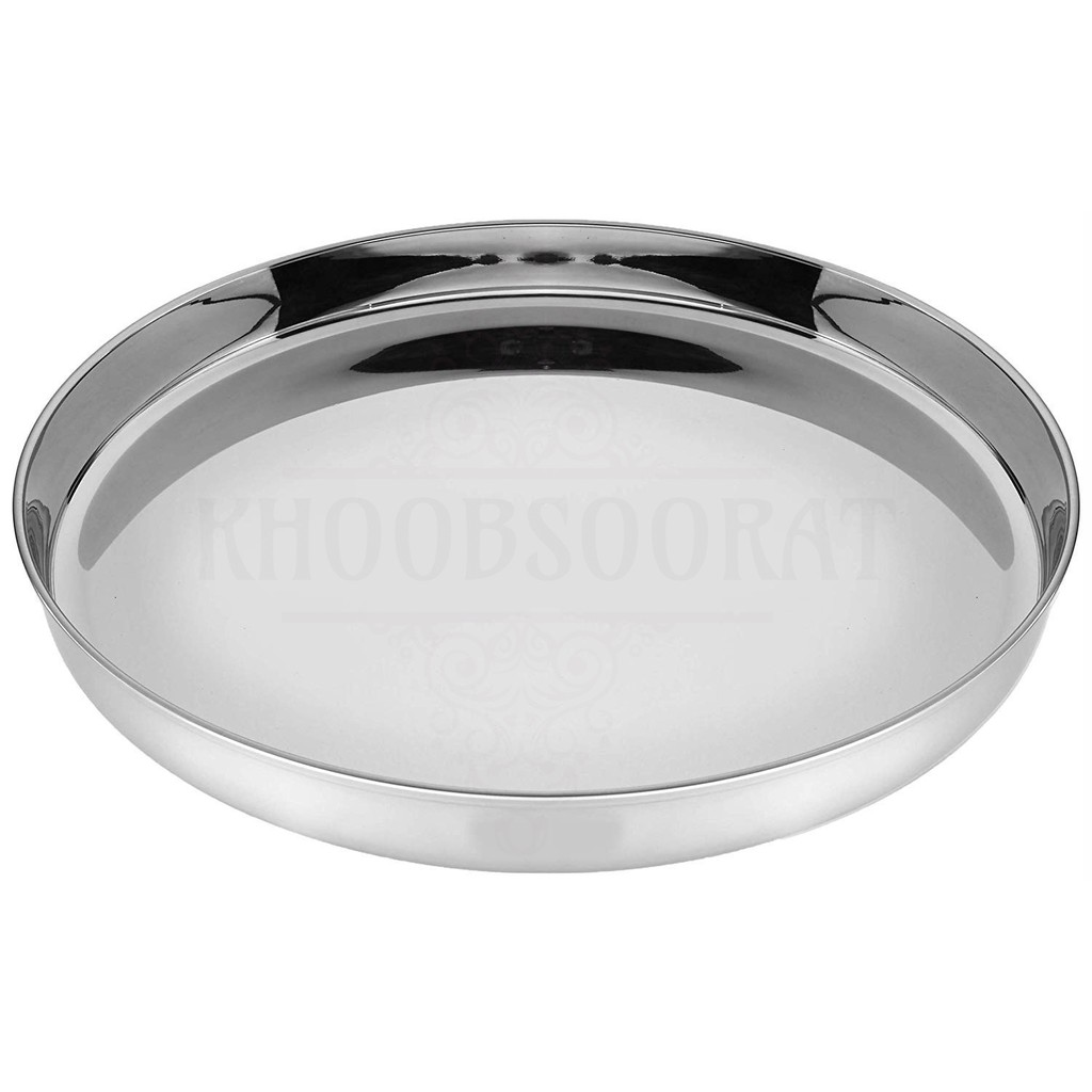 Khoobsoorat S.Steel Round/Oval Dinner Plates/Khumcha / 22G-3 ขนาด/1 ชิ้น