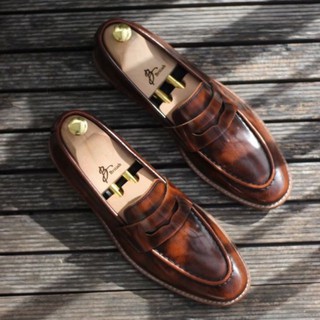 พร้อมส่ง British รองเท้าหนังโลฟเฟอร์ รุ่น Penny Loafers (Wishky)