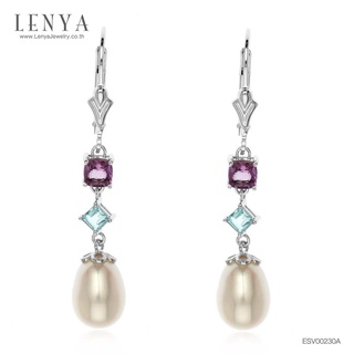 Lenya Jewelry  ต่างหูเงินแท้ 925 ชุบด้วยทองคำขาว ดีไซน์น่ารัก เพิ่มความหรูเล็กๆ ดีไซน์น่ารัก