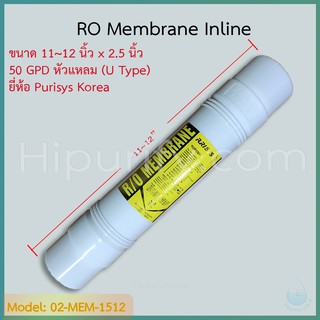 ไส้กรอง RO Membrane 50 GPD 11-12 นิ้ว ยี่ห้อ Purisys Korea (U Type)