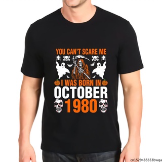 เสื้อยืดโปโลพิมพ์ลาย You Cant Scare Me I Was Born In October 1980 สําหรับผู้ชาย