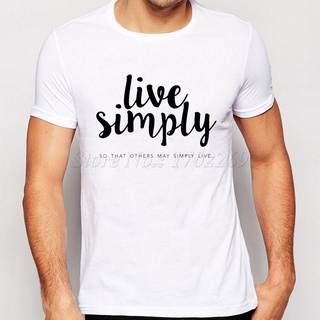 เสื้อยืดผ้าฝ้าย เสื้อยืด พิมพ์ลายตัวอักษร Live Simply Design สีสันสดใส แฟชั่นยอดนิยม สําหรับผู้ชาย