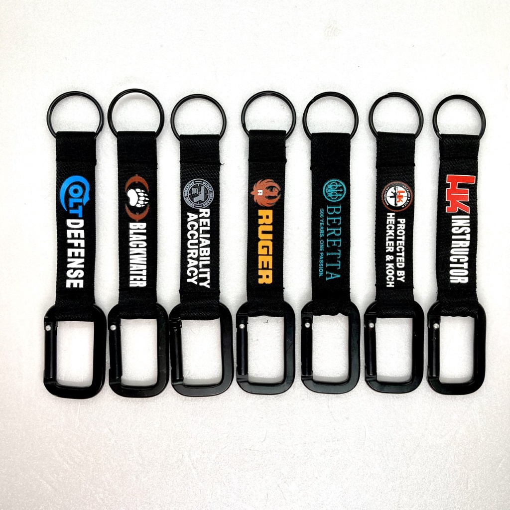 snaplink พวงกุญแจผ้าสกรีนลาย COLT/ BLACKWATER/GLOCK/ RUGER/BERETA /HK และอื่นๆ Snapkey พวงกุญแจสแนปลิง พวงกุญแจหัวงับ