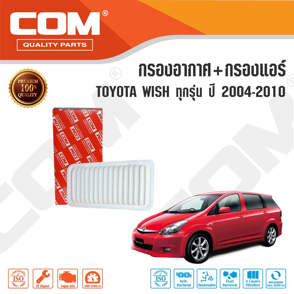 กรองอากาศ กรองแอร์ TOYOTA PRIUS โตโยต้า พริอุส 1.8 HYBRID ปี 2010-2016, ไส้กรอง COM