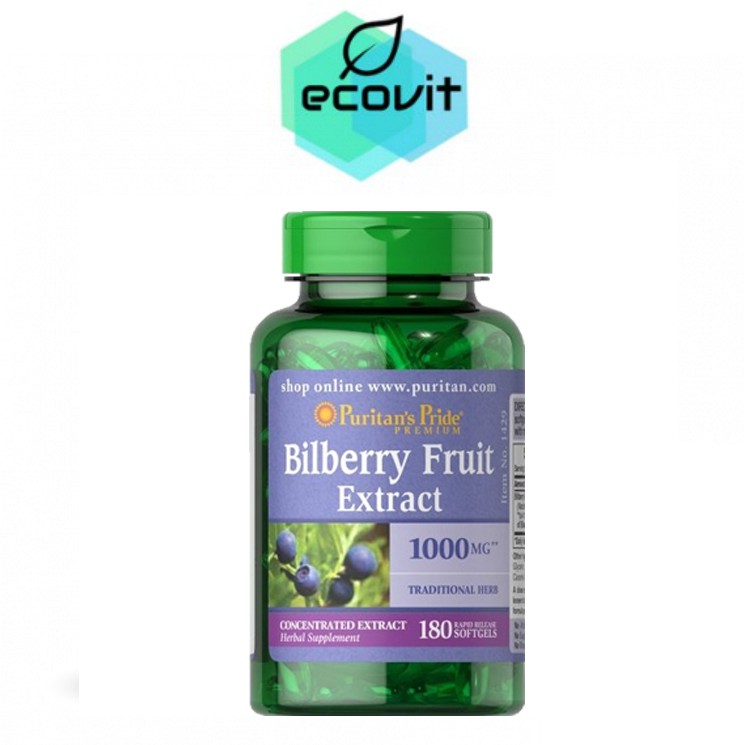 Puritan’s Pride Bilberry Extract 1000 mg (180 เม็ด) อาหารเสริมบำรุงสายตา