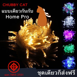 ไฟกระพริบ ไฟคริสมาส สายไฟ เสียบไฟบ้าน LED String Fairy Lights สำหรับตกแต่งงานแต่งงาน หน้าร้าน ห้อง ต่อกันไม่ได้