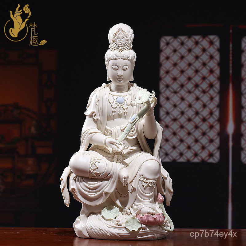 Fanqu Dehua เครื่องลายครามสีขาว Guanshiyin เครื่องประดับงานฝีมือ 神思ที่ยอดเยี่ยมคอนเดนเสท Guanyin พระโพธิสัตว์ Dehua ตกแต
