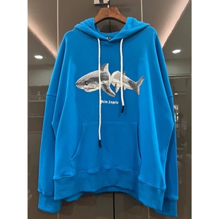 PALM ANGELS COTTON KILL THE SHARK HOODIE IN BLUE เสื้อฮู้ดดี้สเวตเตอร์ กันหนาวแขนยาวสีฟ้าน้ำเงินสดใส ปาล์มแองเจิล ฉลาม