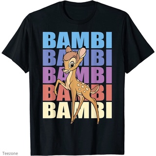 เสื้อยืดคอกลม แขนสั้น ผ้าฝ้าย พิมพ์ลาย Bambi Name Stack Portrait แฟชั่นฤดูร้อน สําหรับผู้ชาย