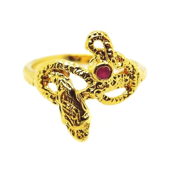 แหวน แหวนผู้หญิงมินิมอล แหวนผู้หญิงแฟชั่น งูจงอาง พลอยทับทิม ชุบทอง แหวนทองไม่ดำ