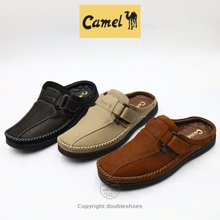 Camel รองเท้าคัทชูเปิดส้น หนังแท้ หนังลายช้าง พื้นนุ่ม เย็บพื้น รุ่น CM109 ไซส์ 40-45