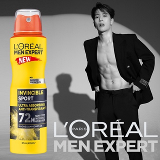 L’oreal Men Expert Deo Spray Invincible Sport 72h 150ml สเปรย์ระงับกลิ่นกายกลิ่นหอมพิเศษสำหรับผู้ชายสินค้านำเข้าพร้อมส่ง