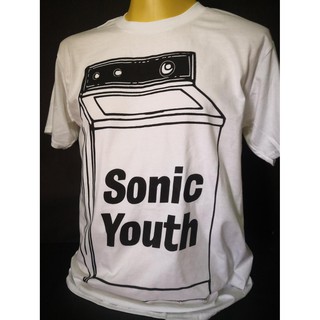 แขนสั้นcrew neckเสื้อนำเข้า Sonic Youth Washing Machine Alternative Rock Psychedelic Grunge Nirvana Punk Indie Style Vin