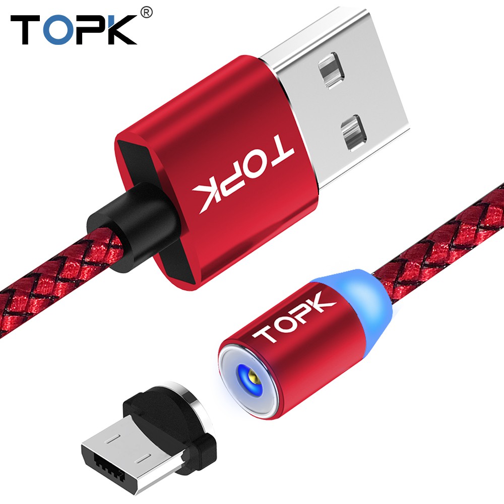 TOPK LED สายชาร์จไนล่อนถักเเม่เหล็ก อัพเกรด Micro USB Cable สำหรับ OPPO R9 #5