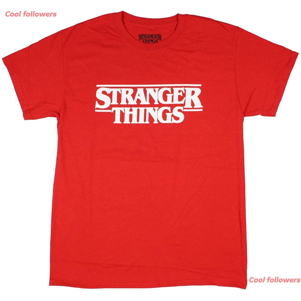 คอลูกเรือเสื้อยืดคอกลมCool followers ผู้ชายและผู้หญิง Stranger Things Series Logo Mens' Adult T-Shirt newผ้าฝ้ายแท้