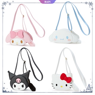 กระเป๋าเป้สะพายหลัง กระเป๋าสะพายไหล่ หนัง PU ลายการ์ตูน Cinnamoroll My Melody Hello Kitty สําหรับเด็ก [RAIN]