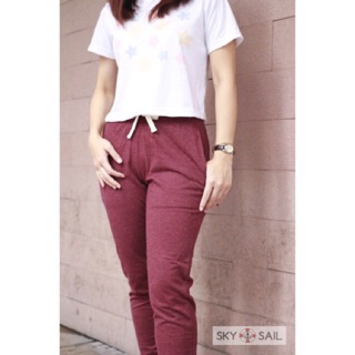 SKY&amp;SAIL Sweatpants Jogger pants สี Maroon red