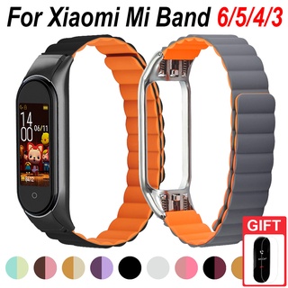 สายนาฬิกาข้อมือซิลิโคน แบบแม่เหล็ก สําหรับ Xiaomi Mi Band 6 5 4 3