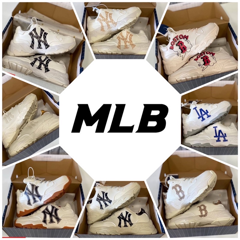 รองเท้าแฟชั่นผู้หญิง MLB Boston หนังแท้🔥 มีกล่องพร้อมถุงหิ้วหรูหรา