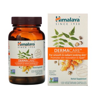 ✅ใส่โค้ดลดหน้าร้าน วิตามินรักษาสิว ผิวเสีย Himalaya, DermaCare, 120 Vegetarian Capsules