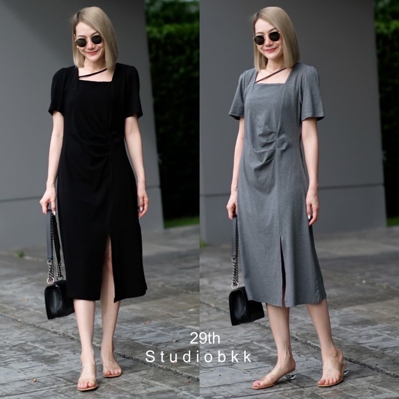 📌ทักก่อนสั่ง📌เดรสแขนสั้น แต่งช่วงคอ จีบข้าง อก38”-40” 29th