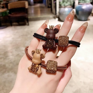 South Korea Dongdaemun Fashion Diamond Crown Bear Hair Rope Hair Rope Rubber Band Hair Accessories