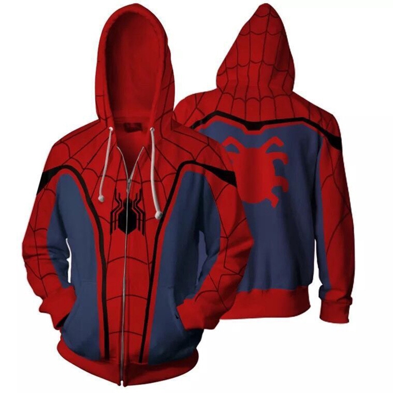 Spider Man Zipper Hoodie Superhero Jacket 3d เสื้อกันหนาว Outerwear