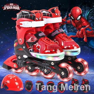 *Roller skates*▥◑รองเท้าสเก็ตโรลเลอร์สเก็ตสำหรับเด็กของแท้จากดิสนีย์สเก็ตฟูลแฟลชรองเท้าสเก็ตสไปเดอร์แมนสำหรับผู้ชายและผ