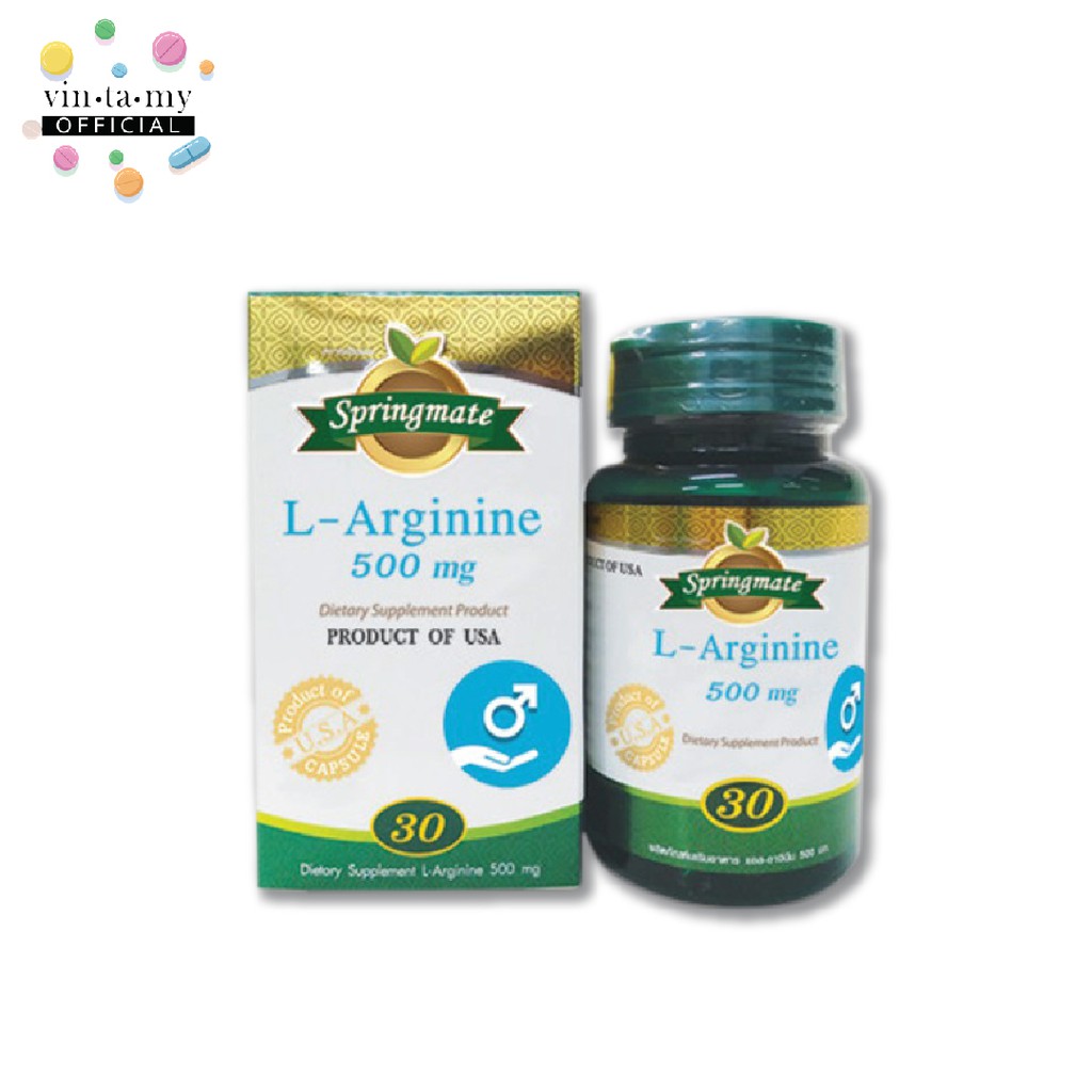 Springmate(สปริงแมท) L-Arginine 500 mg บำรุงสุขภาพและหลอดเลือดให้แข็งแรง [EXP.22/12/2023]