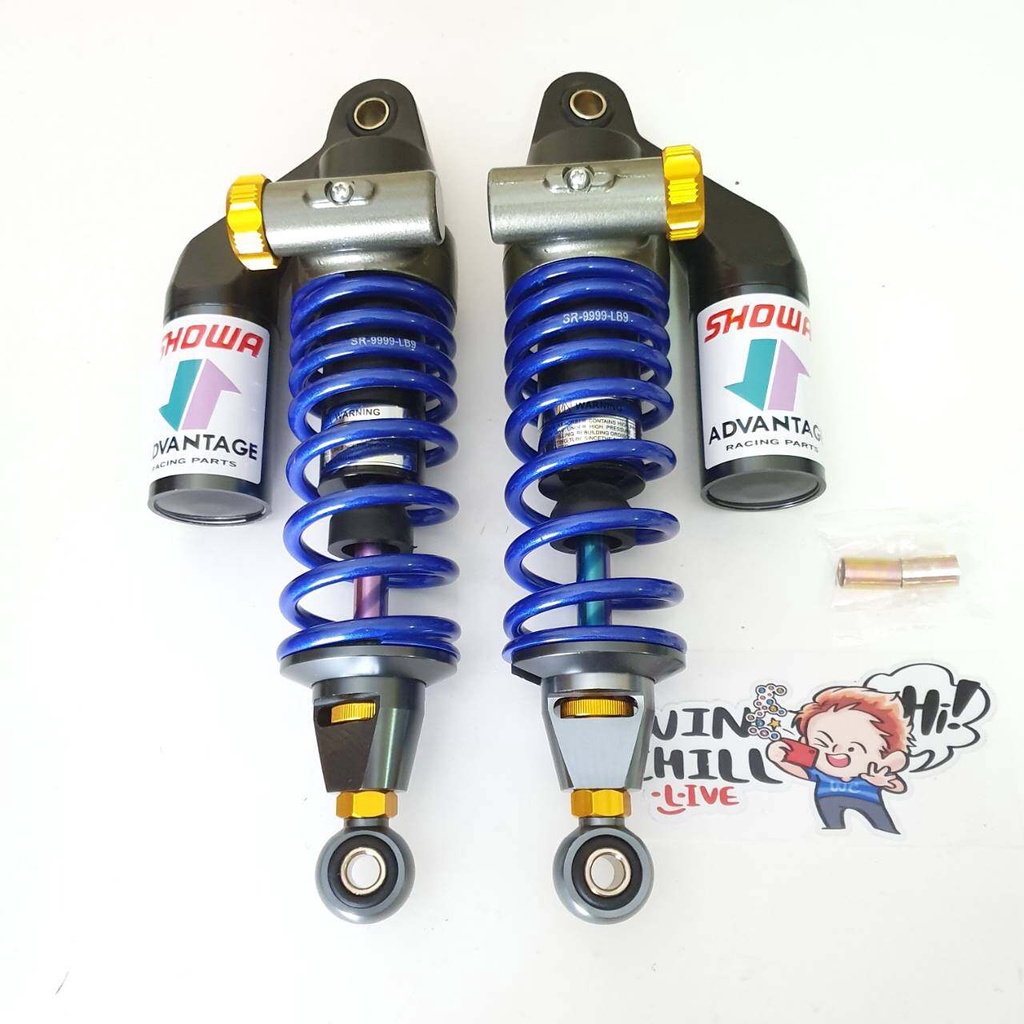 โช้คหลัง SHOWA สปริงแก้ว 50A งานCNC 295 มิล WAVE110i / DREAM SUPERCUB / WAVE125 / WAVE100s 2005 สีน้ำเงินแก้ว ราคา ถูกที่สุด ดีลบีเคเค