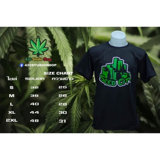 เสื้อยืด กัญชา SEED CITY เสื้อยืด 420.STYLE  ผ้าCOTTON100% สกรีนBLOCK​ งานHANDMADE 100%