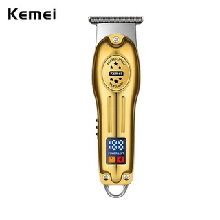 Kemei ปัตตาเลี่ยนตัดผมไฟฟ้า ไร้สาย หน้าจอ LCD แบบชาร์จไฟ สําหรับผู้ชาย