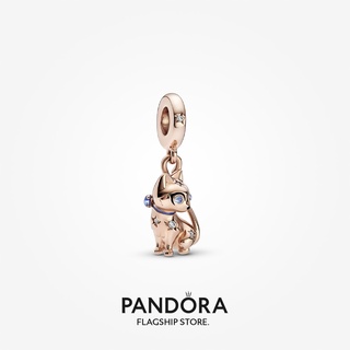 Pandora charm จี้ห้อย ชุบโรสโกลด์ 14K ของขวัญวันหยุด สําหรับสัตว์เลี้ยง แมว p804